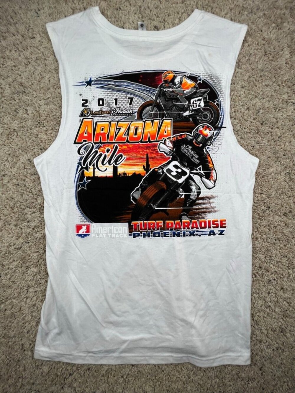 2017 Arizona Mile Turf Paradise Indian Motorcycle Mens Large Cotton Tank Top